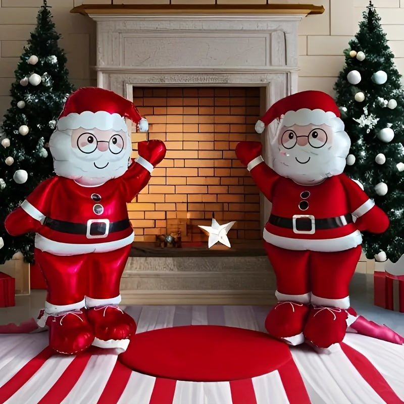 1/2pcs Santa Balloon Set, Suitable for Christmas Party Decoration and Themed Activities, Suitable for New Year and Seasonal Celebrations, No Electricity Required