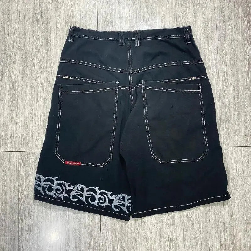 Men's Pants JNCO Shorts Y2K Hip Hop Pocket Baggy Denim Gym Men Women Summer Haruku Gothic Basketball Streetwear