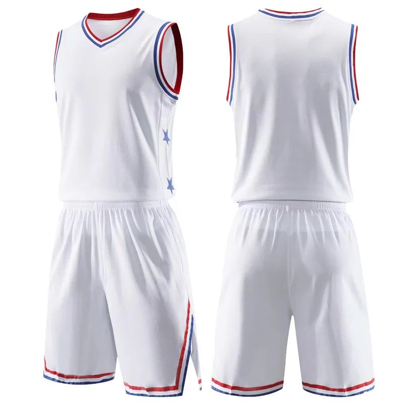 USA Men kids throwback basketball training jersey set College Basketball Sports clothing Custom Basketball Uniform Sets shorts