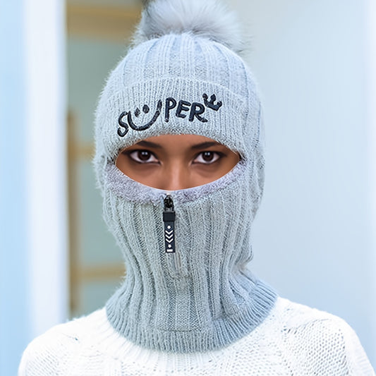 1pc Cozy Autumn and Winter Warm Knitted Ear Protection Beanie - Balaclavas for Men and Women with Plus Fleece Windproof Function, Ideal Gift Choice for Outdoor Enthusiasts, Cold Weather Lovers and Friends