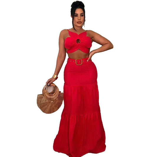 flowersverse Women's Style Wrap Casual Maxi Dress Women's Set