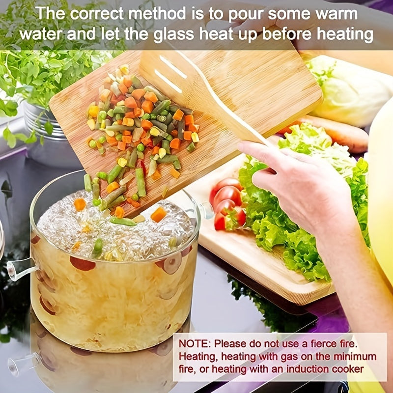 1pc Glass Pot With Cover Glass Saucepan Stovetop Cooking Pot With Lid And Handle Simmer Pot And Pan Glass Cookware For Pasta Noodle, Soup, Milk, Baby Food