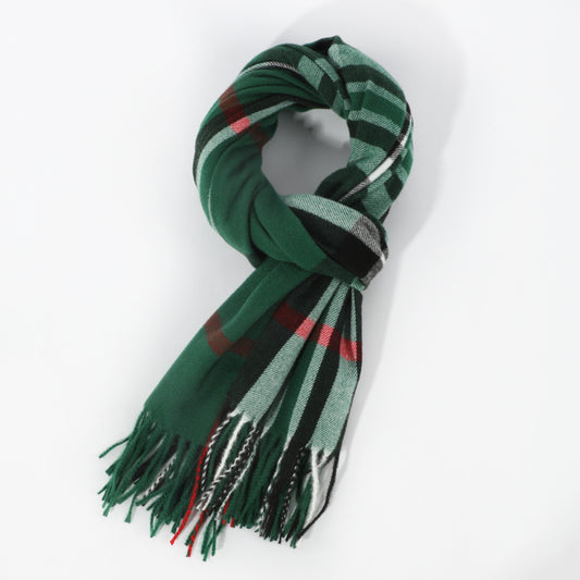 1pc Men's Casual Versatile Imitation Cashmere Striped Tassel Warm Scarf Shawl Daily Matching