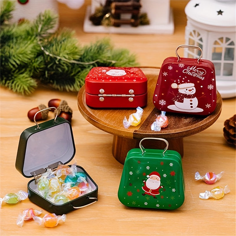 12-Pack Mini Christmas Handbag Metal Tins, Classic Style Candy Boxes, Party Favor Gift, Home & Kitchen Storage, Open Lid Design, Festive Holiday Decor, Baskets, Bins & Containers for Home Organization