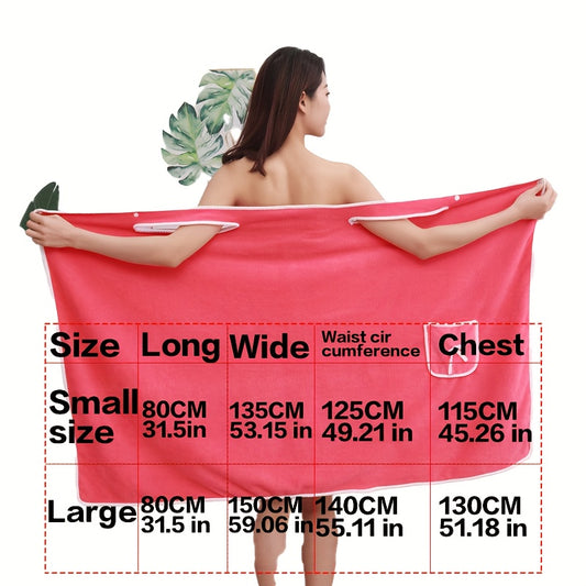 1pc Absorbent Women's Wearable Bathrobe, Non-shedding Shower Wrap Robe With Pocket & Bowknot, Quick-drying Wrap Towel Dress, Bathroom Supplies, Home Supplies