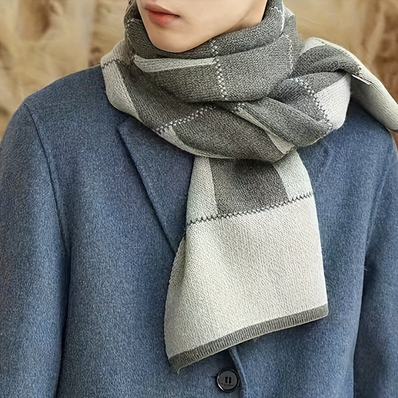 1pc Men's Thickened Scarf, Autumn Winter Casual Scarf
