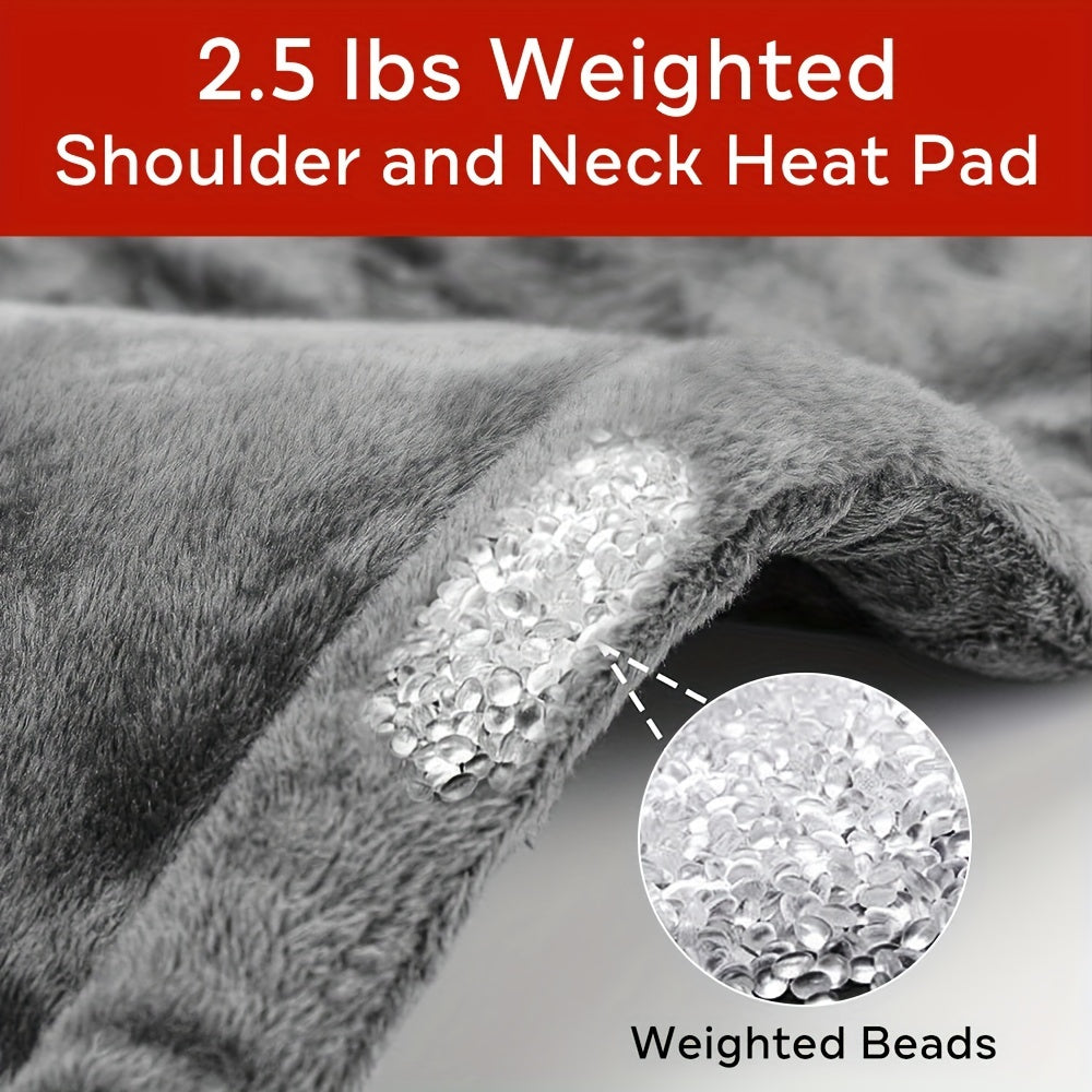 18"x24" Soft Microfiber Weighted Neck & Shoulder Heating Pad, 2.5lbs - 6 Temperature & 4 Timer Settings, Rapid Heating For Pain Comfort, 2-Hour Auto Shut-Off, Moist/Dry Heat