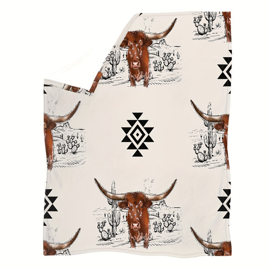 1pc Cozy Brown Cow Pattern Soft Plush Throw Blanket - Warm, Fuzzy, and Lightweight for Couch, Bed, Sofa - Perfect for Snuggling Up on Chilly Nights