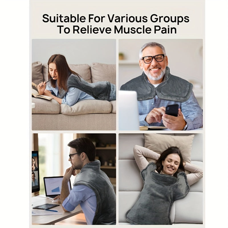 Evajoy Extra-Large Electric Massager Heating Pad - 24" x 29.5" for Back Pain Relief EJ-BD033