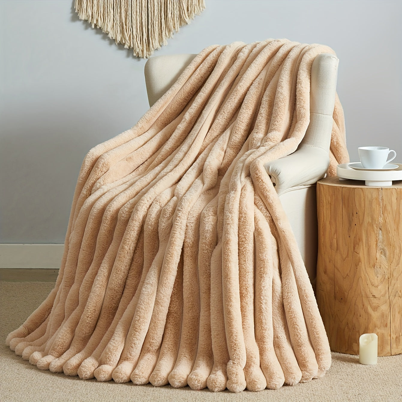 1pc Luxurious Tie-Dye Faux Rabbit Fur Shaggy Blanket - Soft, Fluffy, Plush Throw for Bed, Sofa, Nap - Warm, Cozy, and Velvety Texture