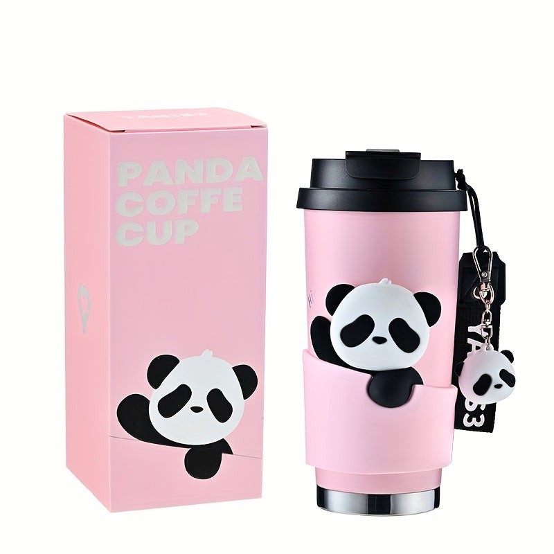 17.5oz Yanis3 Panda Insulated Tumbler - Portable Stainless Steel Thermal Flask with Ceramic Liner, Leakproof, BPA-Free, 520ml Capacity - Ideal for Hot & Cold Beverages, Coffee, Tea - Perfect Gift for Adults on Valentine's Day, Easter, Thanksgiving, Christ