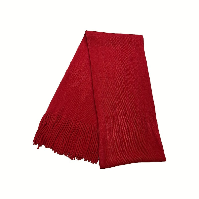 1pc Mid-length Men's Winter Tassel Warm Imitation Cashmere Scarf