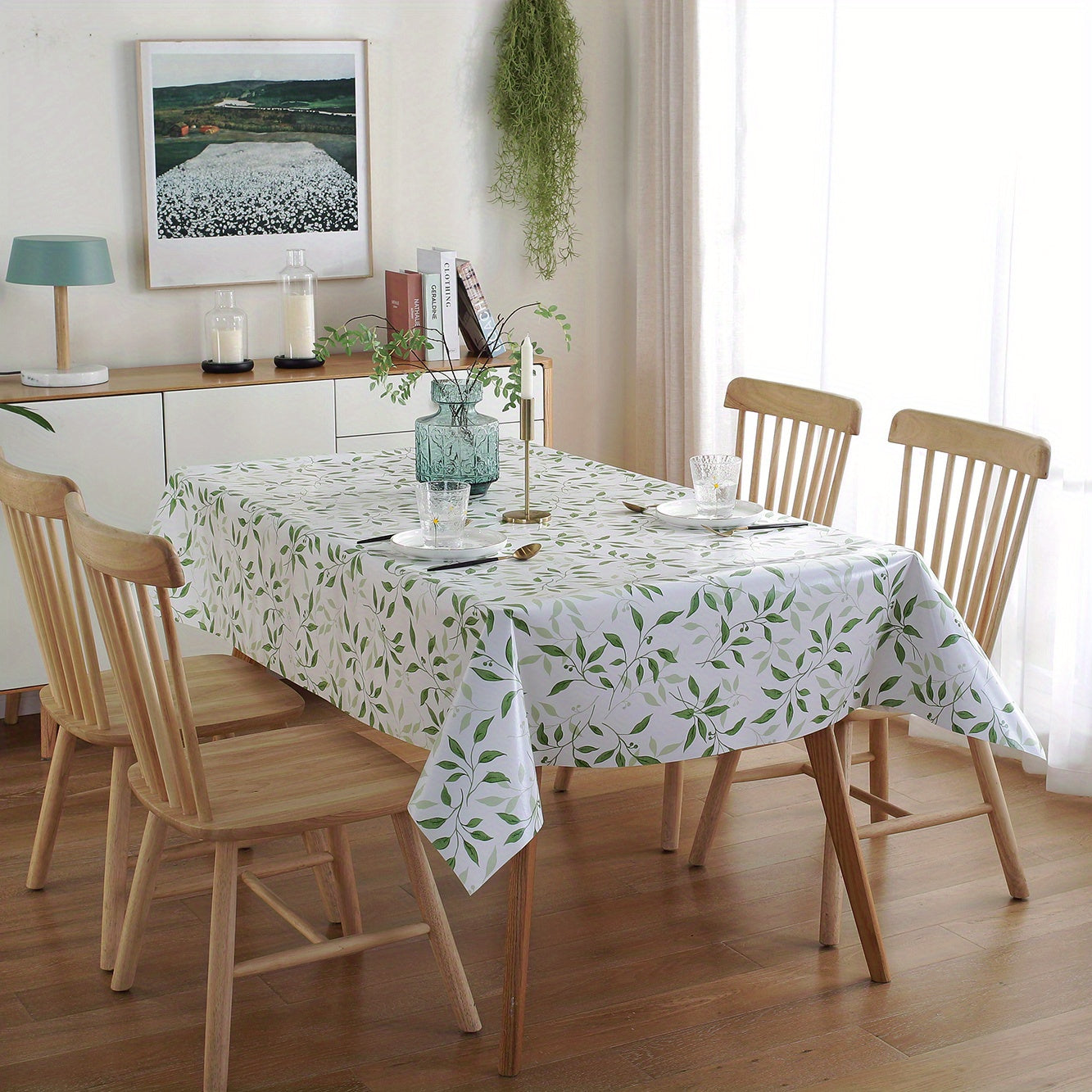 1pc Waterproof and Oil-proof Leaf PVC Tablecloth for Living Room Coffee Table - Dust-proof Decorative Cloth for Tabletop Protection and Home Decor