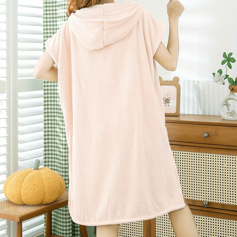 1pc Super Absorbent Hooded Bathrobe for Women - Soft, Plush, and Luxurious for Shower, Spa, and Bath with Hat and Big Bath Towel for Ultimate Relaxation