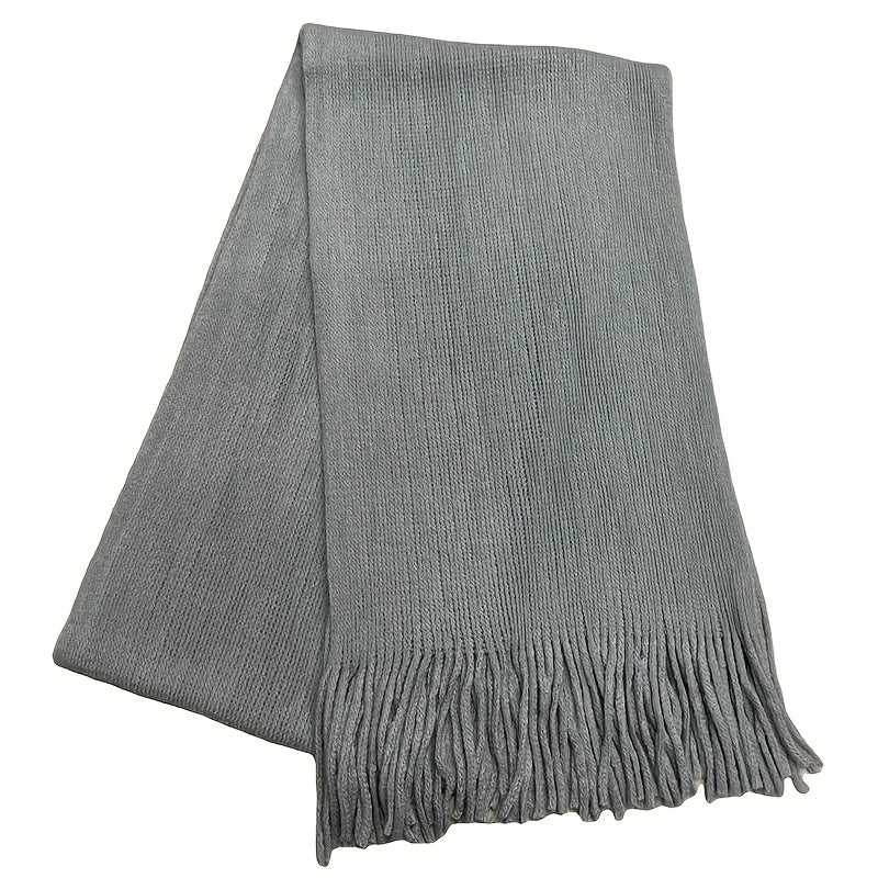 1pc Mid-length Men's Winter Tassel Warm Imitation Cashmere Scarf