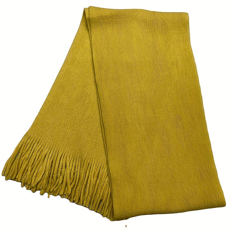 1pc Mid-length Men's Winter Tassel Warm Imitation Cashmere Scarf