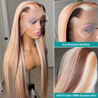 White Human Hair Wigs For Women Platinum Blonde Lace Front Wig Straight Brazilian Remy Hair HD Transparent Lace Wigs