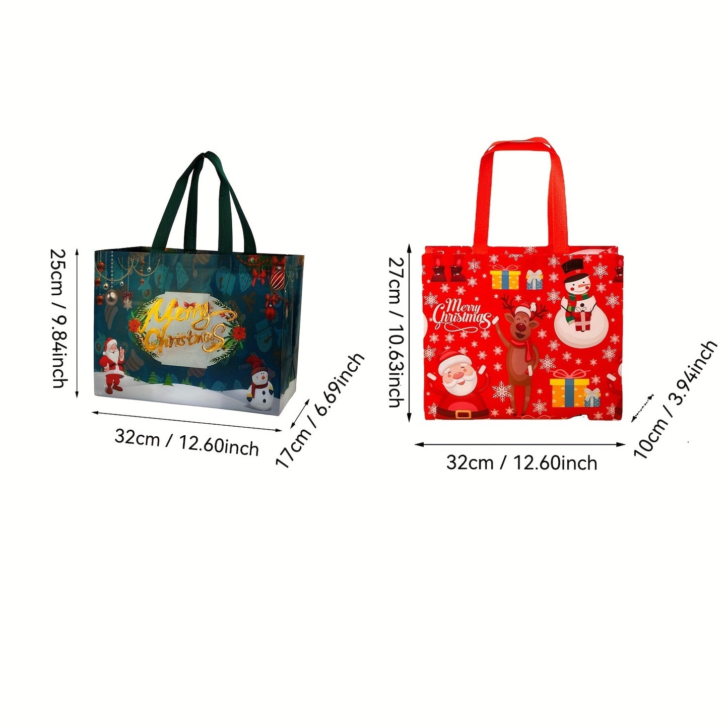1pc Festive Non-Woven Christmas Gift Bag, Reusable Cartoon Shopping Tote for Holiday Party, Durable Fabric Material
