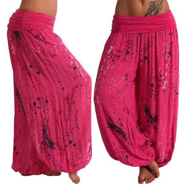 flowersverse Wish EBay Hot Sale Digital Printing Lace-up Loose Wide-Leg Pants Women's Casual Pants