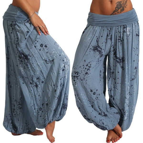flowersverse Wish EBay Hot Sale Digital Printing Lace-up Loose Wide-Leg Pants Women's Casual Pants