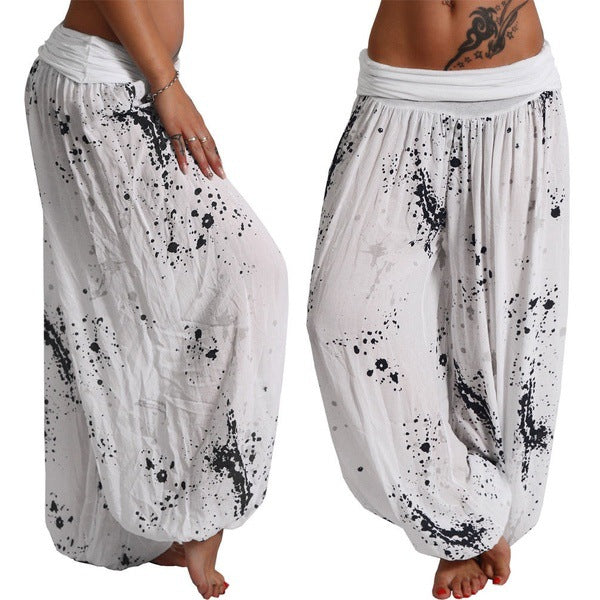 flowersverse Wish EBay Hot Sale Digital Printing Lace-up Loose Wide-Leg Pants Women's Casual Pants