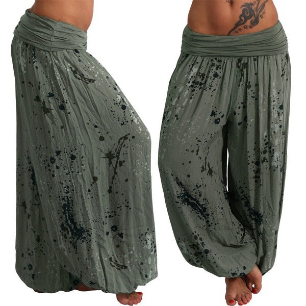 flowersverse Wish EBay Hot Sale Digital Printing Lace-up Loose Wide-Leg Pants Women's Casual Pants