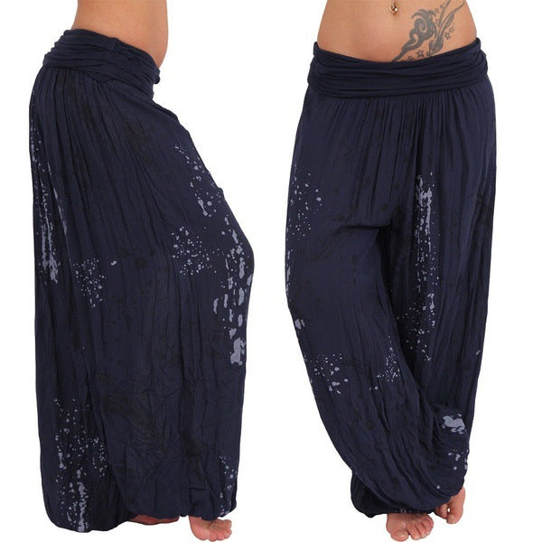 flowersverse Wish EBay Hot Sale Digital Printing Lace-up Loose Wide-Leg Pants Women's Casual Pants