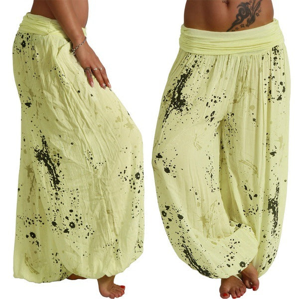 flowersverse Wish EBay Hot Sale Digital Printing Lace-up Loose Wide-Leg Pants Women's Casual Pants