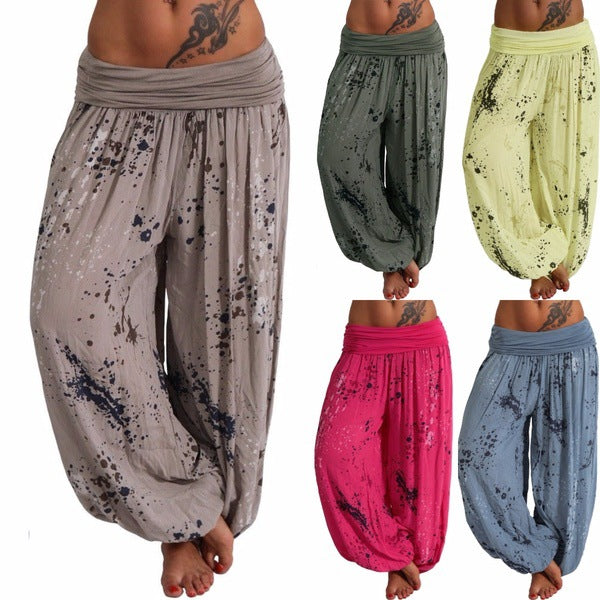 flowersverse Wish EBay Hot Sale Digital Printing Lace-up Loose Wide-Leg Pants Women's Casual Pants