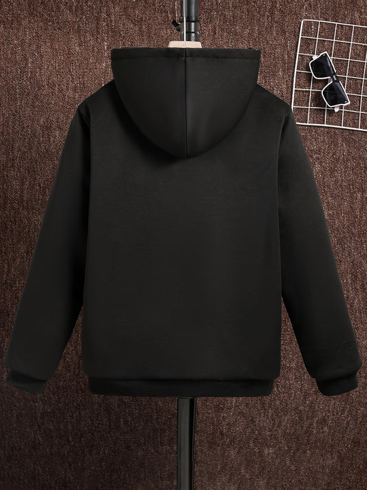 Cozy Boys' Fleece Jacket - Soft Fleece Lined, Zip Up, Hooded, Non Stretch, Label Patched, Casual Wear for Fall and Winter - Comfortable Boys Clothes for Chilly Days