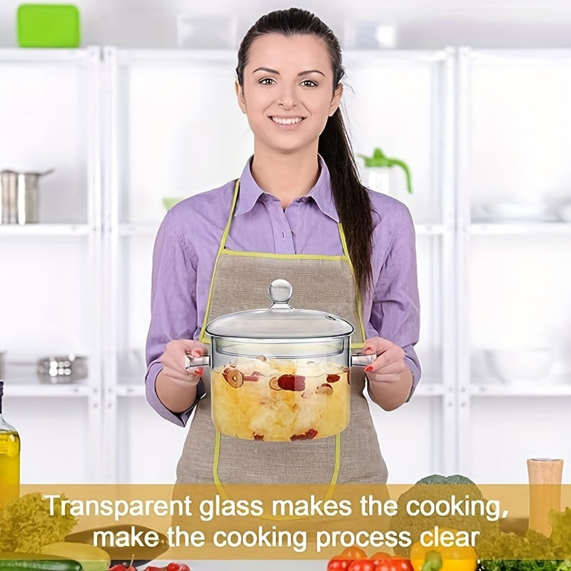 1pc Glass Pot With Cover Glass Saucepan Stovetop Cooking Pot With Lid And Handle Simmer Pot And Pan Glass Cookware For Pasta Noodle, Soup, Milk, Baby Food