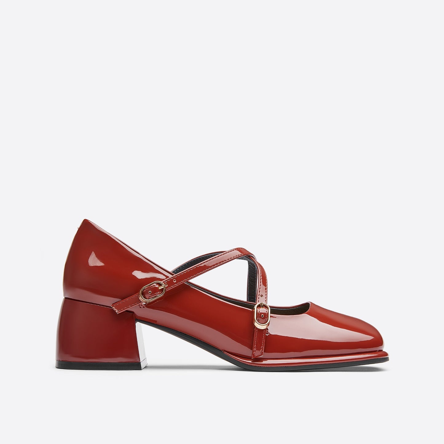 flowersverse - Women Vintage Pin Buckle Square Toe Mary Janes
