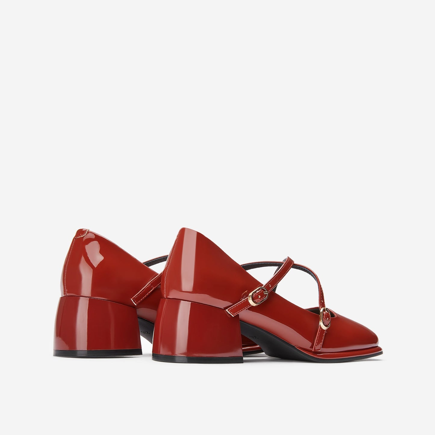 flowersverse - Women Vintage Pin Buckle Square Toe Mary Janes