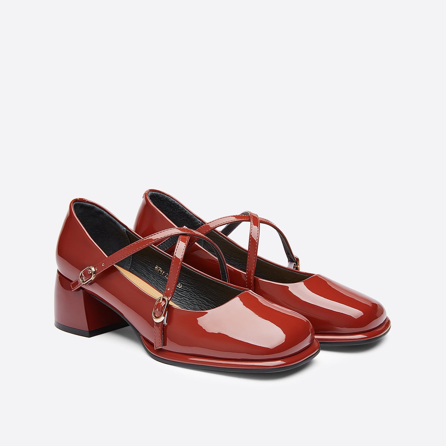 flowersverse - Women Vintage Pin Buckle Square Toe Mary Janes