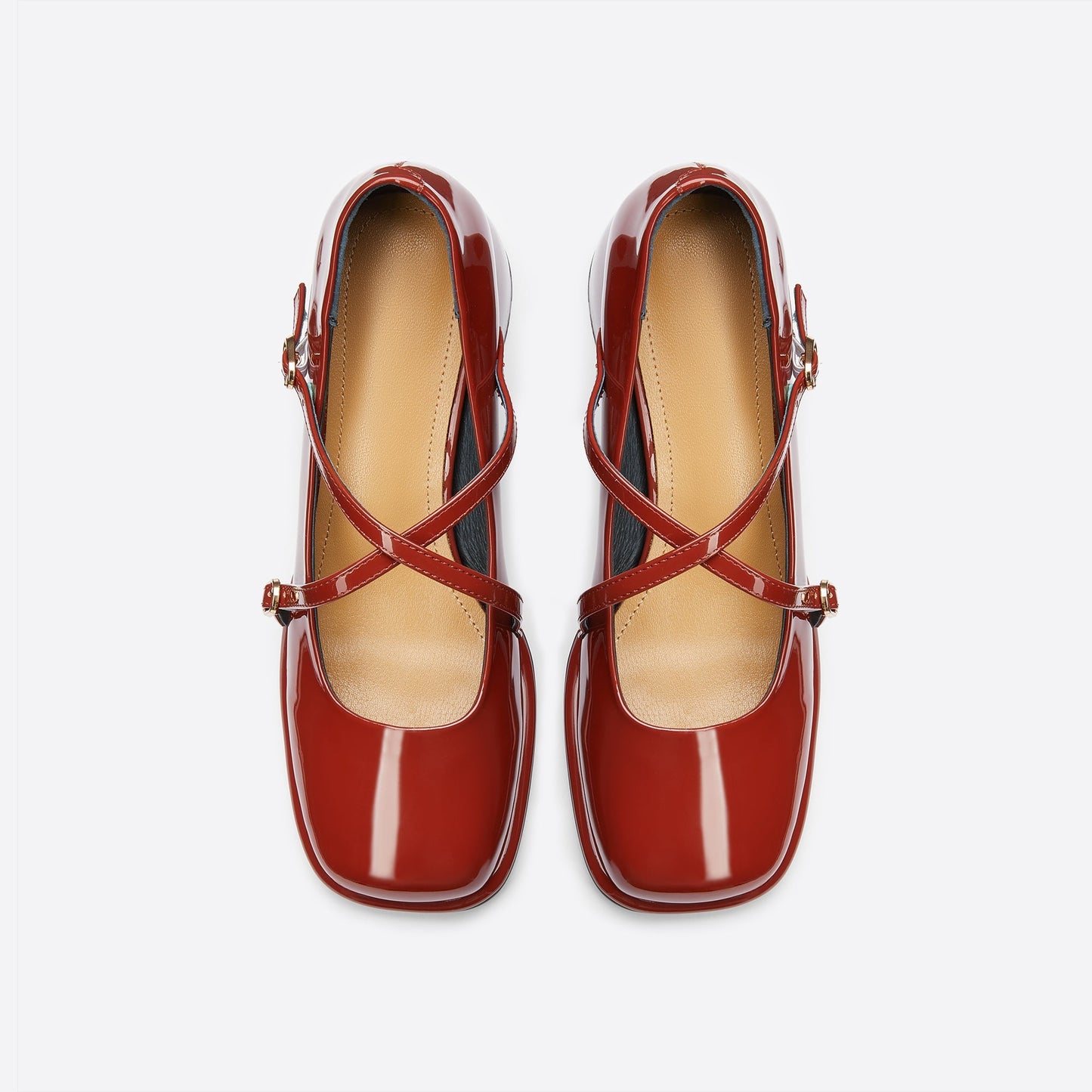 flowersverse - Women Vintage Pin Buckle Square Toe Mary Janes