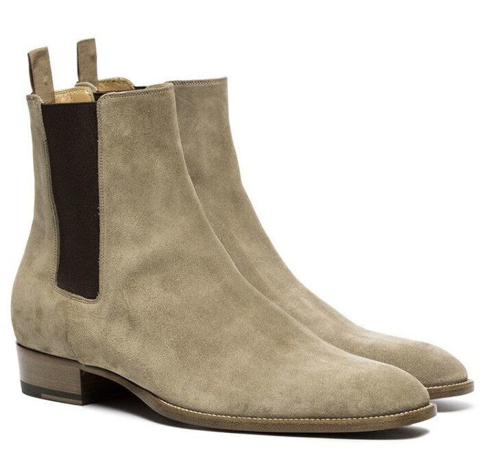 Amozae Black Friday Amozae Chelsea Boots Real Leather Winter For Man Suede Slip On Martin Ankle Boots Winter Pointed Toe Soft Leather Shoes Large Size Man