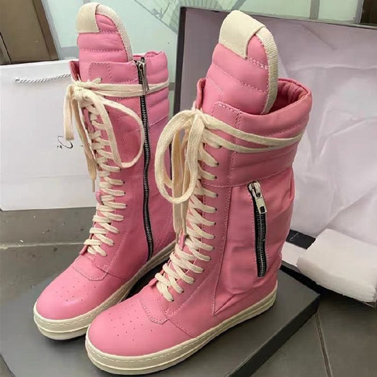 Black Friday Amozae Women Motorcycle Leather Boots Men Luxury Mid-Calf Winter Riding Boots Shoes Casual Zip Flats Black Real Leather Shoes Unisex