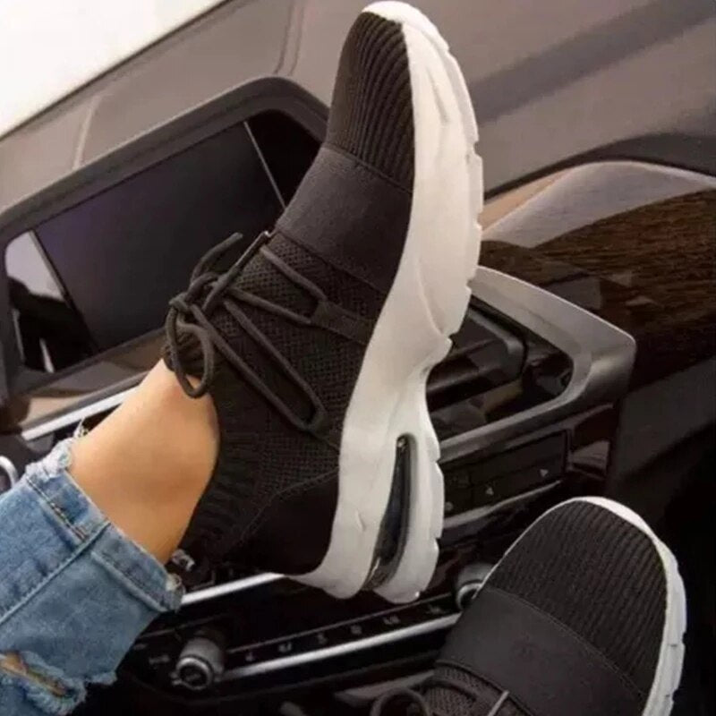 Amozae Summer Hot Lady Shoes Women Sneakers Leopard Mesh Breath Women Running Female Shoes Outdoor Flat Platform Zapatos Mujer