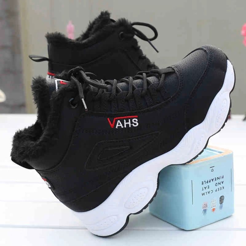 Amozae New Style Designer Sneakers Woman Plus Velvet Warm Snow Boots Women's Shoes Autumn Winter Flat White Shoes Casual Cotton Shoes