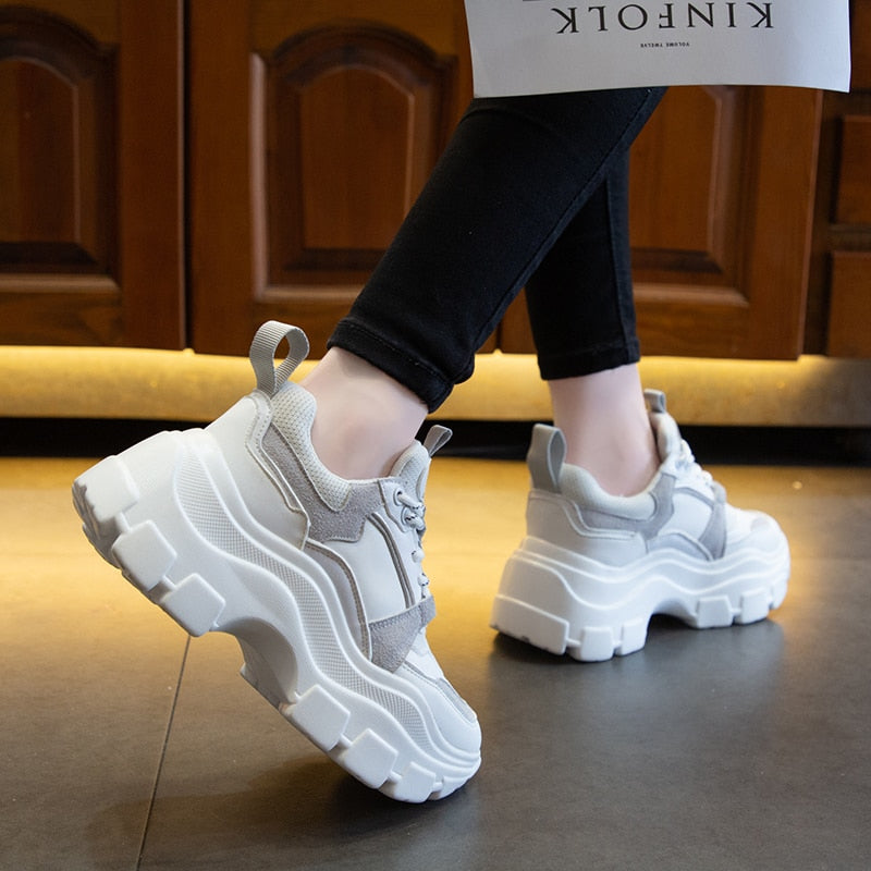 Amozae VIP Link For Dropshipping Fujin Chunky Sneakers Women Spring Thick Bottom Daddy Shoes Round Toe Breathing Leisure Women Shoes