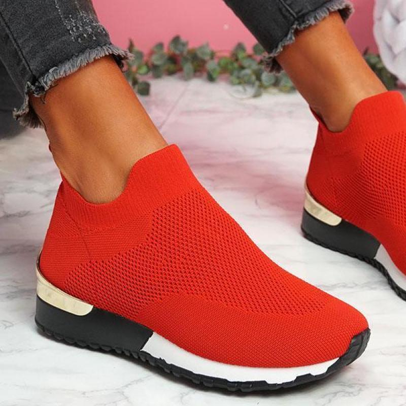 Amozae New Fashion Women Casual Shoes Mesh Breathable Comfortable Female Sneakers Summer Solid Color Slip On Ladies Walking Shoes