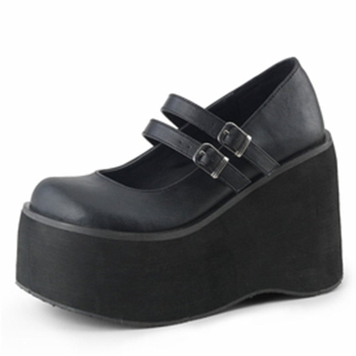 Amozae Leather Women High Heels Platform Mary Janes Shoes Ladies Sandals Ankle Buckle Punk Thick Bottom Casual Female Wedge Footwear
