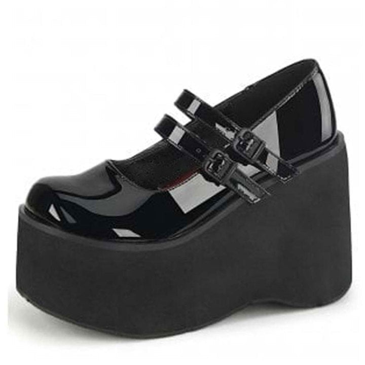 Amozae Leather Women High Heels Platform Mary Janes Shoes Ladies Sandals Ankle Buckle Punk Thick Bottom Casual Female Wedge Footwear