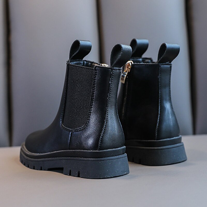 Christmas Gift Girls Chelsea Boots Autumn New British Style Leather Fashion Boots Shoes For Kids Girl Children Black Ankle Boots