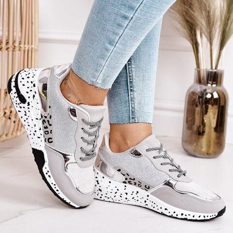 Amozae Summer Hot Lady Shoes Women Sneakers Leopard Mesh Breath Women Running Female Shoes Outdoor Flat Platform Zapatos Mujer