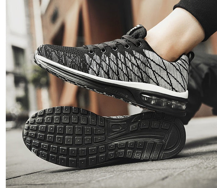Amozae Unisex Breathable Air-Cushion Sneakers Flying Woven Lace-Up Outdoor Casual Running Shoes Zapatillas Hombre
