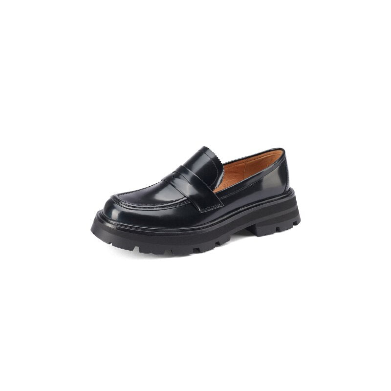 flowersverse New Spring Genuine Leather Women Shoes Casual Slip-On Loafers Round Toe Platform Shoes Shoes Woman Zapatos De Mujer Women