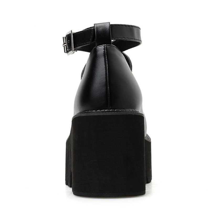 Thanksgiving Amozae College Student Shoes Girl LOLITA Shoes JK Uniform PU Leather Platform Heels Ankle Strap Womens Pumps 2022 New Spring