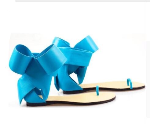 Amozae Sandalia Feminina Summer Gladiator Flat Sandals Big Bow Ankle Strap Low Heels Open Toe Black Red Party Luxury Shoes Woman 2022