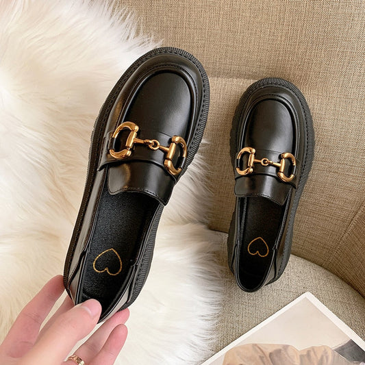 flowersverse - Women Flat Loafers Shoes Japanese Style Vintage Shoes Metal Decoration Platform Mary Jane Shoes sapatos femininos Lolita Shoes
